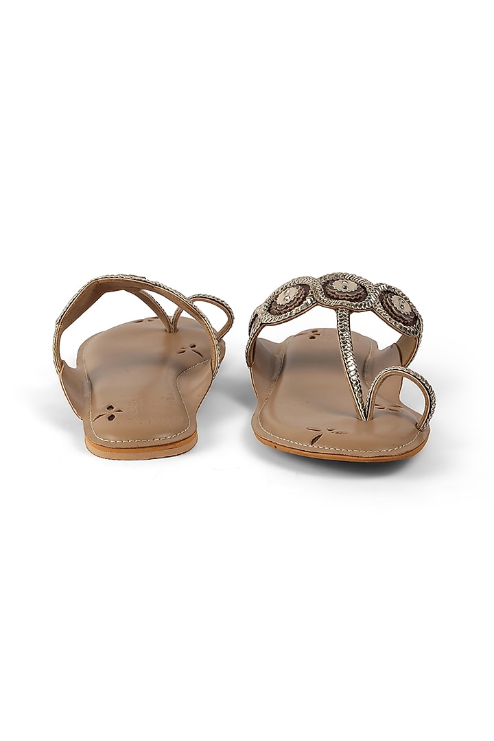 Grey Faux Leather Braided Flats by stoffa bride at Pernia's Pop Up Shop