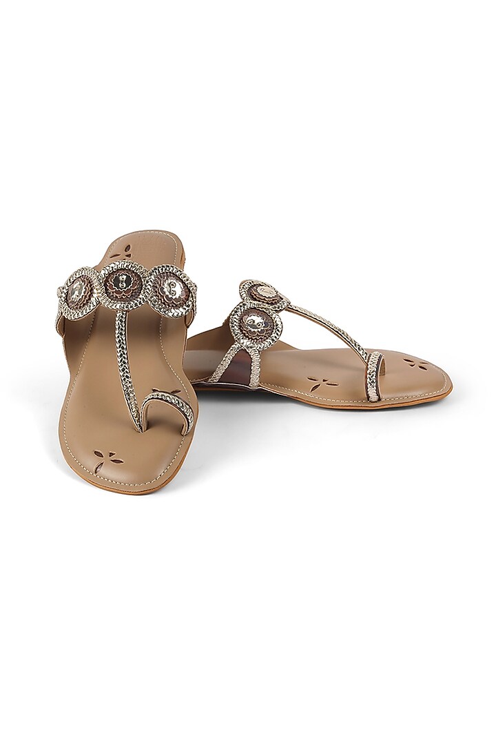 Grey Faux Leather Braided Flats by stoffa bride at Pernia's Pop Up Shop