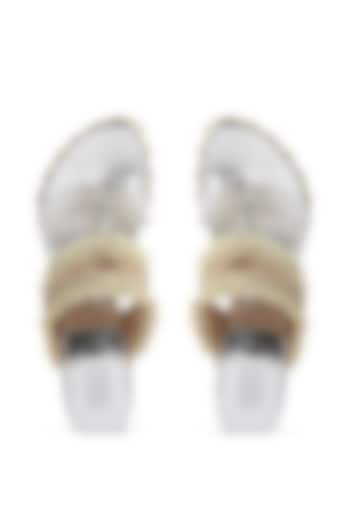 Silver Faux Leather Gota Border Wedges by stoffa bride at Pernia's Pop Up Shop