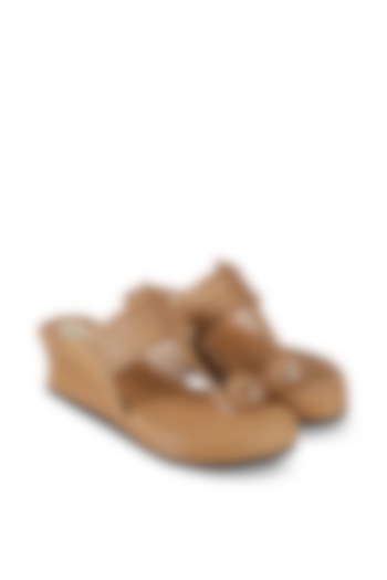 Camel Brown Faux Leather Wedges by stoffa bride at Pernia's Pop Up Shop