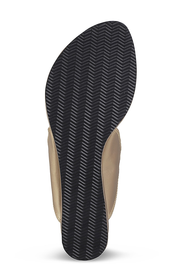 Champagne Faux Leather Crystal Embroidered Wedges by Stoffa Bride at Pernia's Pop Up Shop