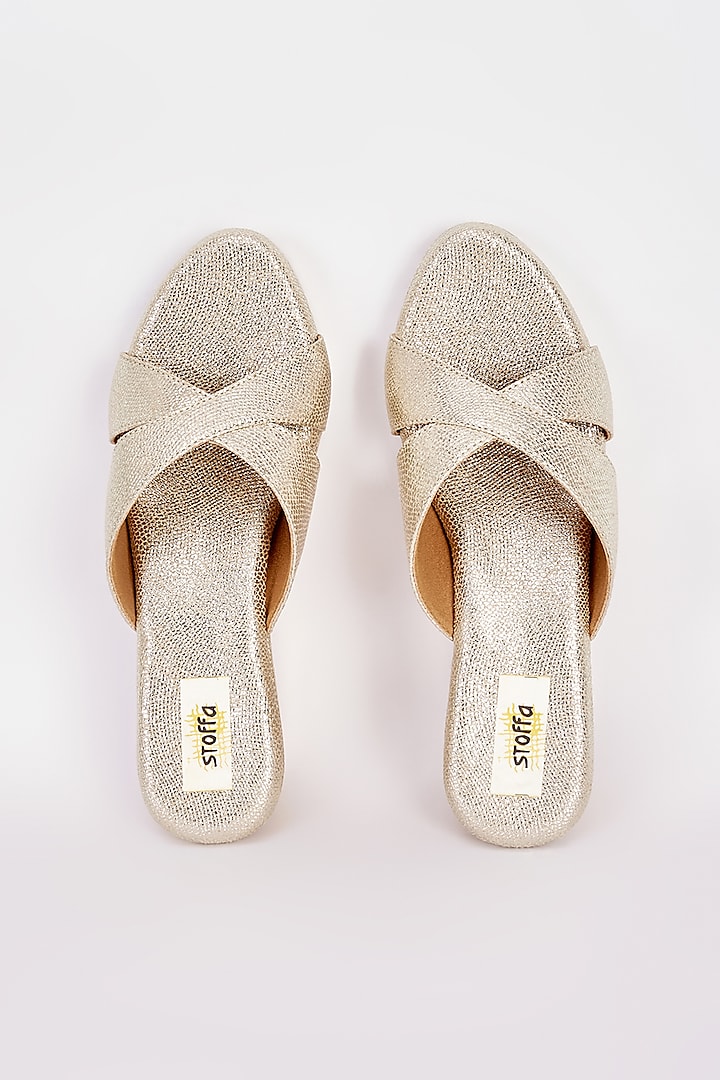 Gold Faux Leather Wedges by Stoffa Bride