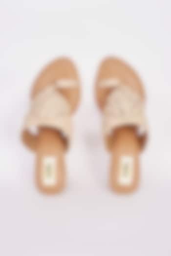 Beige Faux Leather Tasseled Wedges by Stoffa Bride