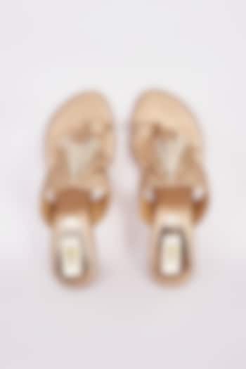Gold Faux Leather Tasseled Wedges by Stoffa Bride