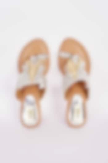 Silver Faux Leather Tasseled Wedges by Stoffa Bride