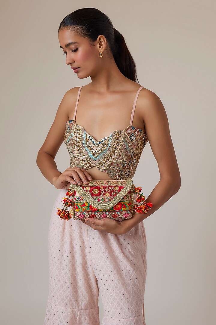Red Raw Silk Clutch by stoffa bride at Pernia's Pop Up Shop