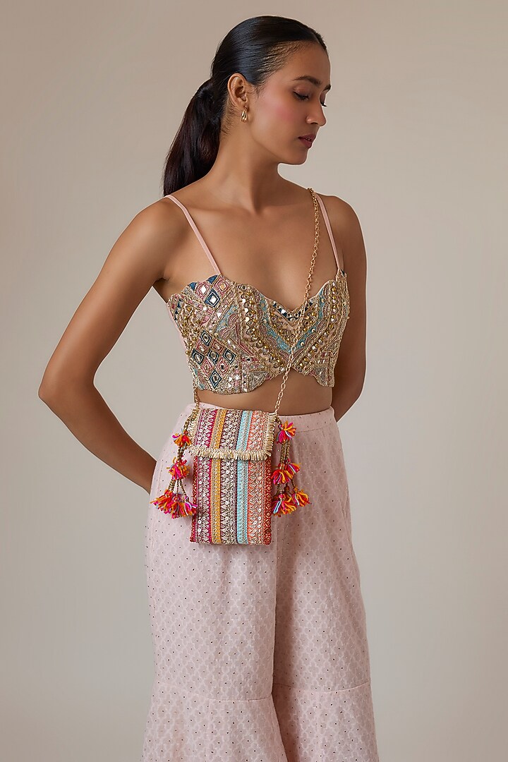 Multi-Colored Raw Silk Sling Bag by stoffa bride at Pernia's Pop Up Shop
