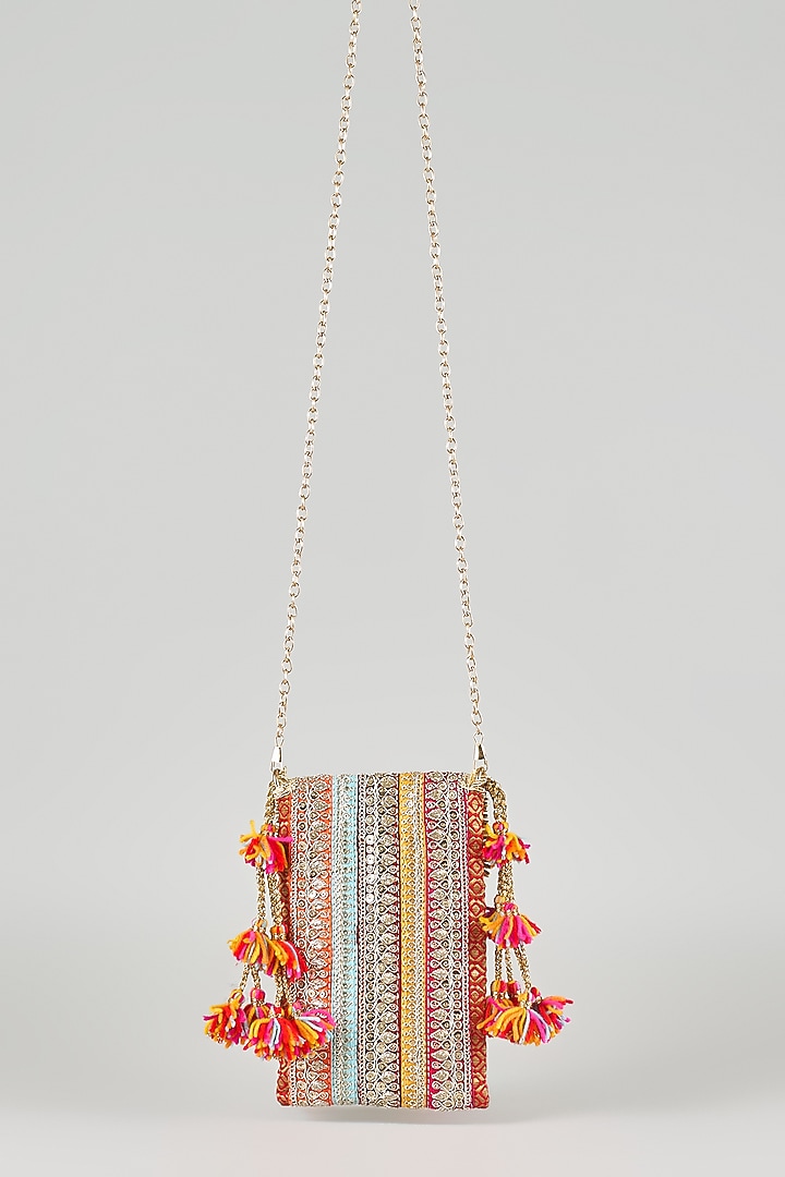 Multi-Colored Raw Silk Sling Bag by stoffa bride at Pernia's Pop Up Shop