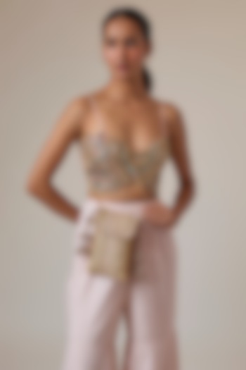 Gold Raw Silk Sling Bag by stoffa bride at Pernia's Pop Up Shop