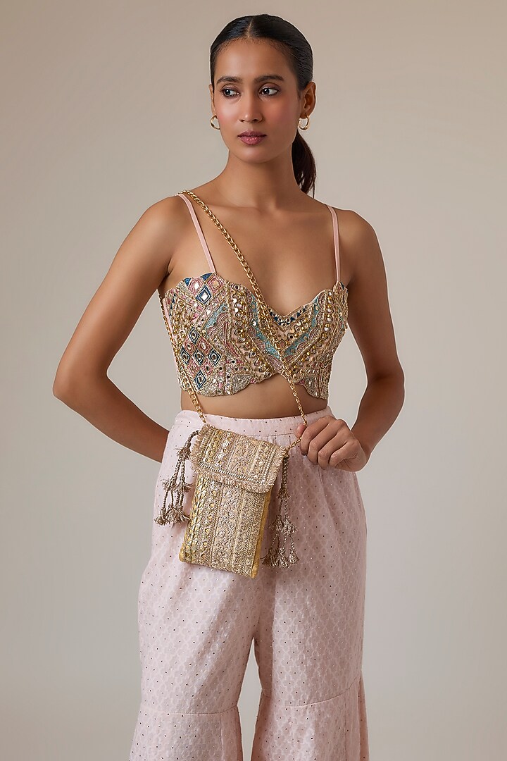 Gold Raw Silk Sling Bag by stoffa bride at Pernia's Pop Up Shop