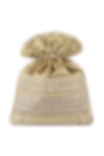 Gold Faux Silk Embellished Potli by Stoffa Bride at Pernia's Pop Up Shop