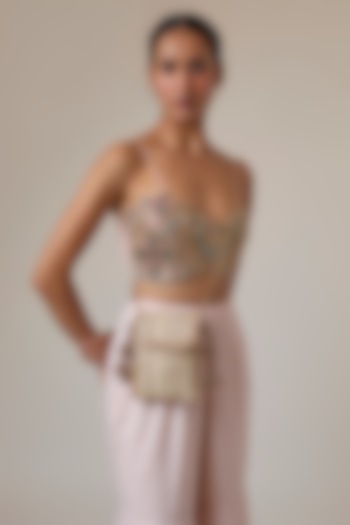Gold Raw Silk Sling Bag by stoffa bride at Pernia's Pop Up Shop
