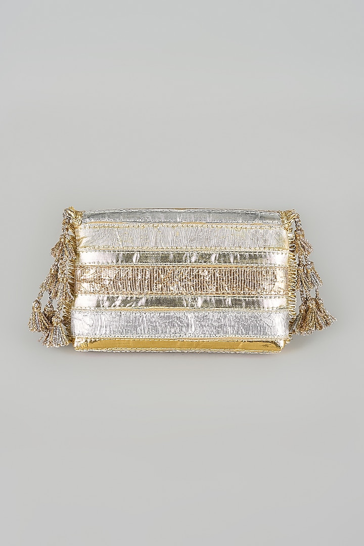 Gold Raw Silk Gota Clutch by stoffa bride at Pernia's Pop Up Shop