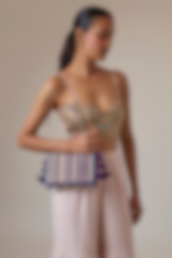 Blue & Maroon Raw Silk Sling Bag by stoffa bride at Pernia's Pop Up Shop