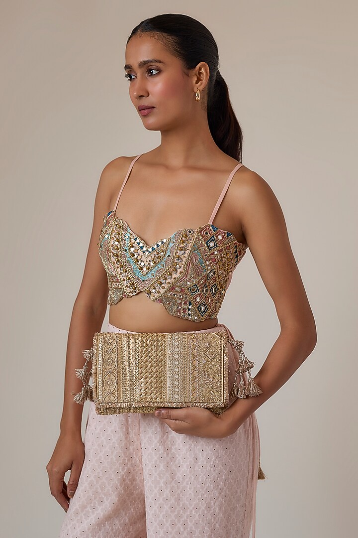 Dark Gold Raw Silk Sling Bag by stoffa bride at Pernia's Pop Up Shop