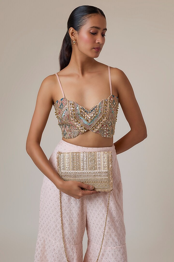 Gold Raw Silk Sling Bag by stoffa bride at Pernia's Pop Up Shop