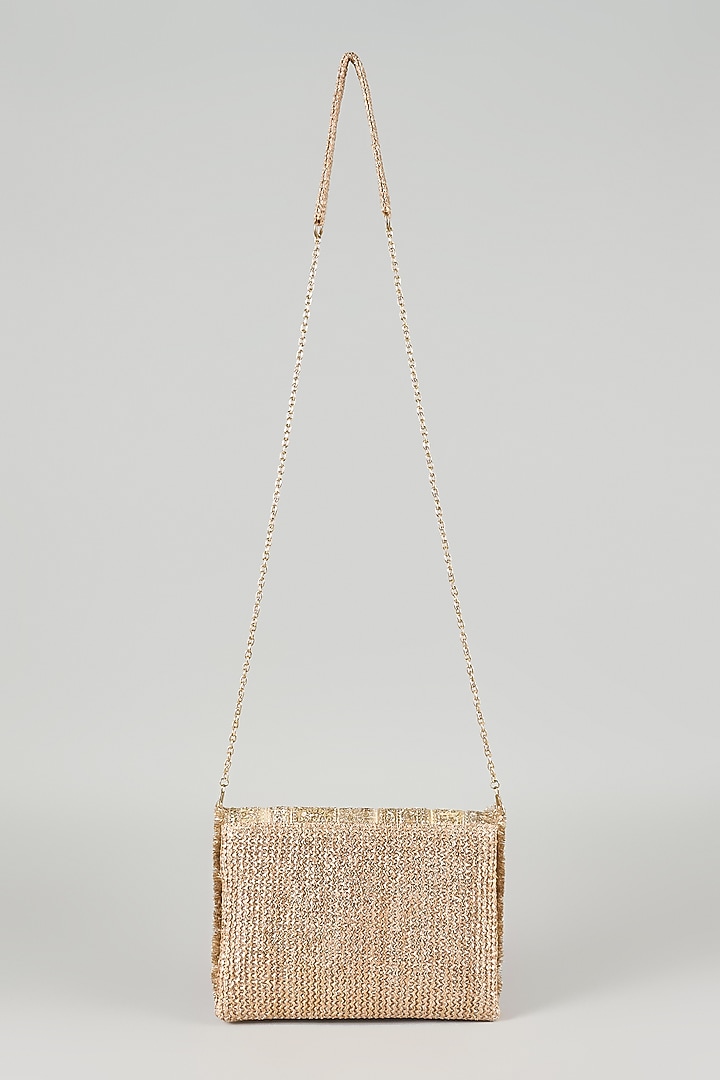 Gold Raw Silk Sling Bag by stoffa bride at Pernia's Pop Up Shop