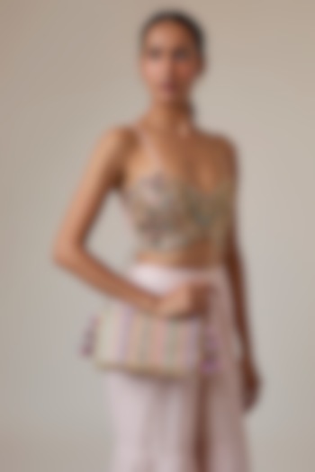 Pastel Multi-Colored Raw Silk Sling Bag by stoffa bride at Pernia's Pop Up Shop