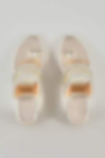 Light Gold Faux Leather Wedges by Stoffa Bride at Pernia's Pop Up Shop