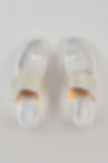 Silver Faux Leather Wedges by Stoffa Bride at Pernia's Pop Up Shop