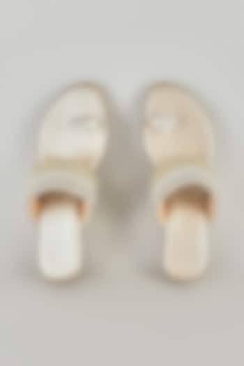 Pearl White Faux Leather Wedges by Stoffa Bride at Pernia's Pop Up Shop