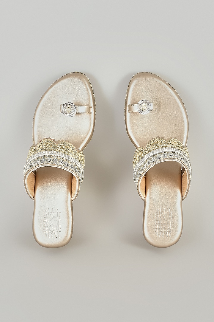 Pearl White Faux Leather Wedges by Stoffa Bride at Pernia's Pop Up Shop