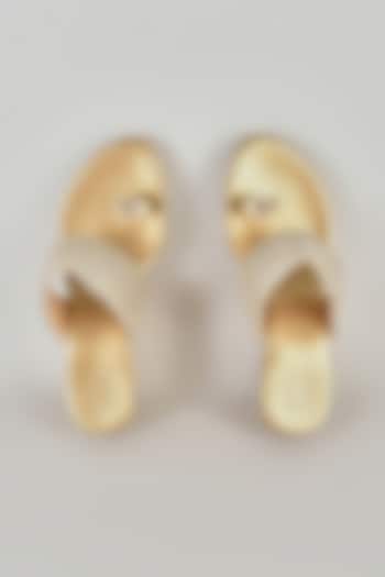 Antique Gold Faux Leather Wedges by Stoffa Bride at Pernia's Pop Up Shop