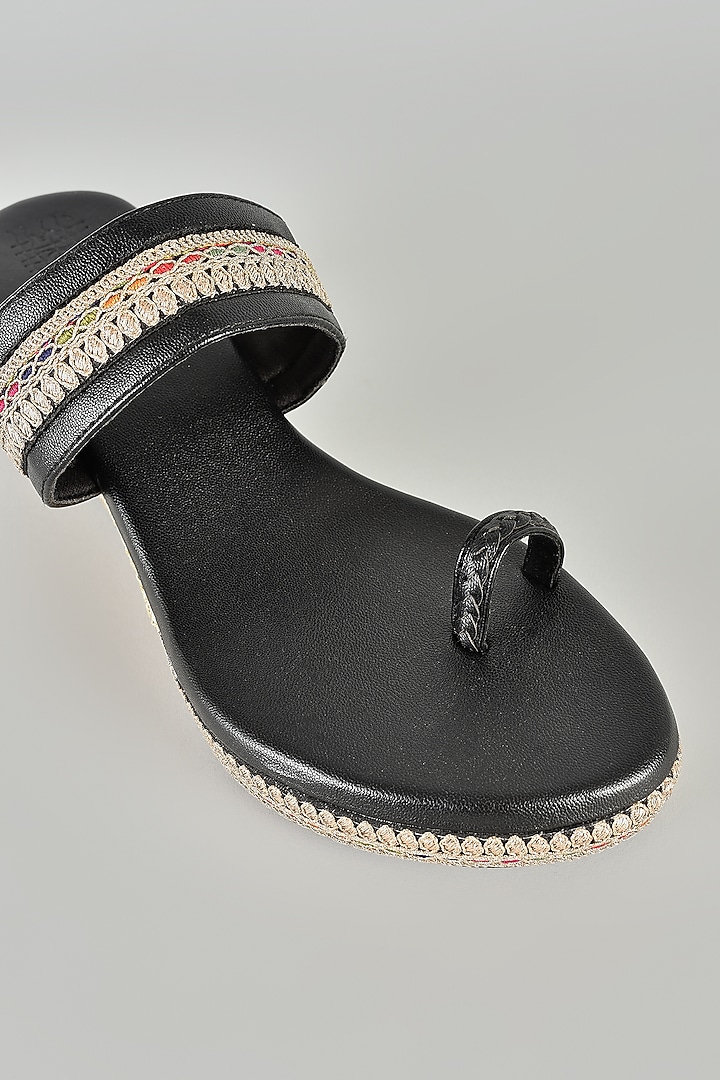 Black Faux Leather Wedges by Stoffa Bride at Pernia's Pop Up Shop