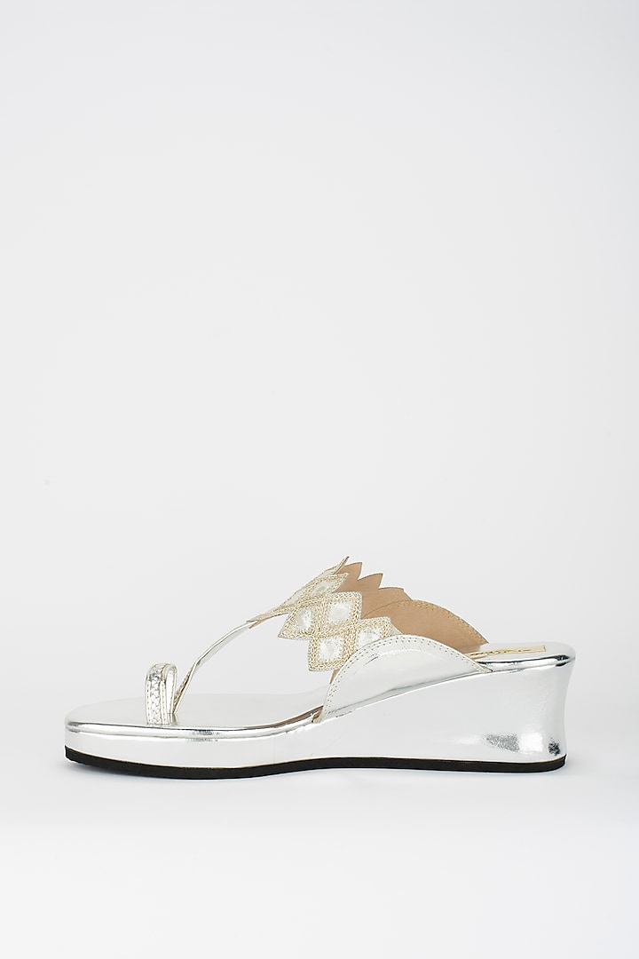 Silver Hand Embroidered Wedges by stoffa bride