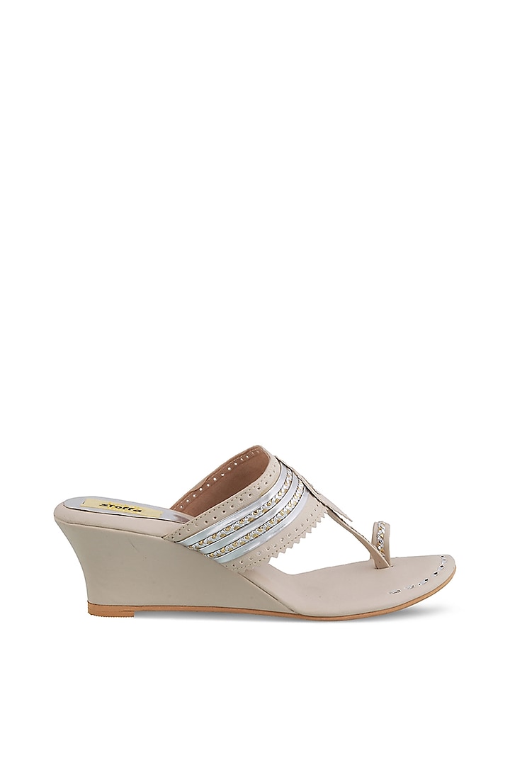 Fawn Faux Leather Kolhapuri Wedges by Stoffa Bride