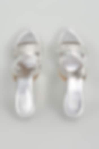 Silver Faux leather Crystal Embellished Wedges by Stoffa Bride at Pernia's Pop Up Shop