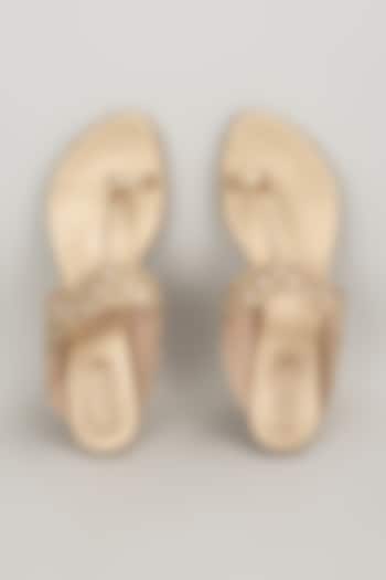 Champagne Faux Leather Handcrafted Block Heels by stoffa bride at Pernia's Pop Up Shop