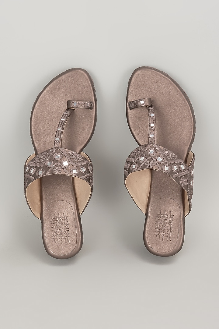 Slate Grey Faux Leather Handcrafted Wedges by stoffa bride at Pernia's Pop Up Shop