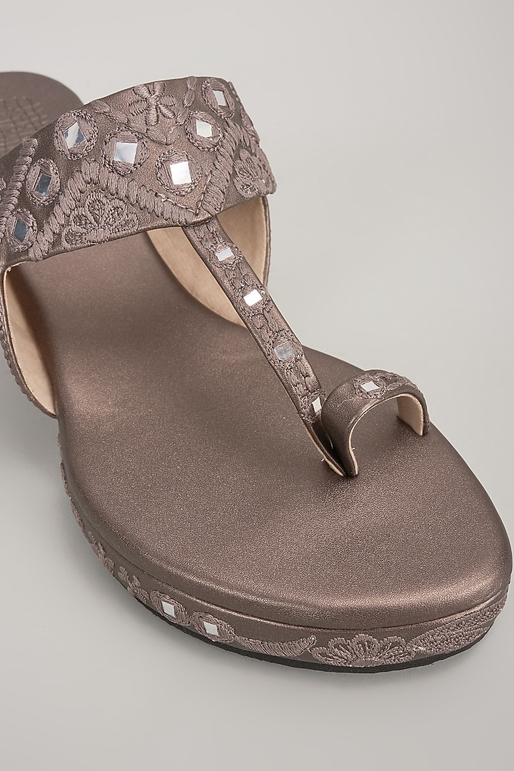 Slate Grey Faux Leather Handcrafted Wedges by stoffa bride at Pernia's Pop Up Shop