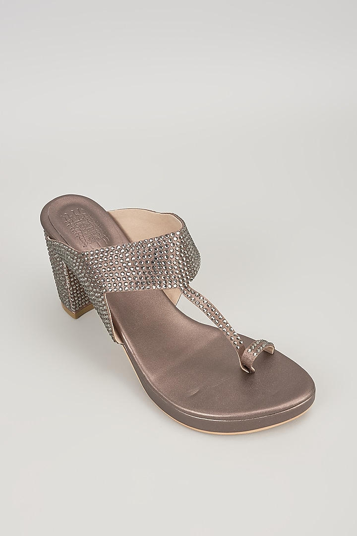 Slate Grey Faux Leather Heels by Stoffa Bride at Pernia's Pop Up Shop