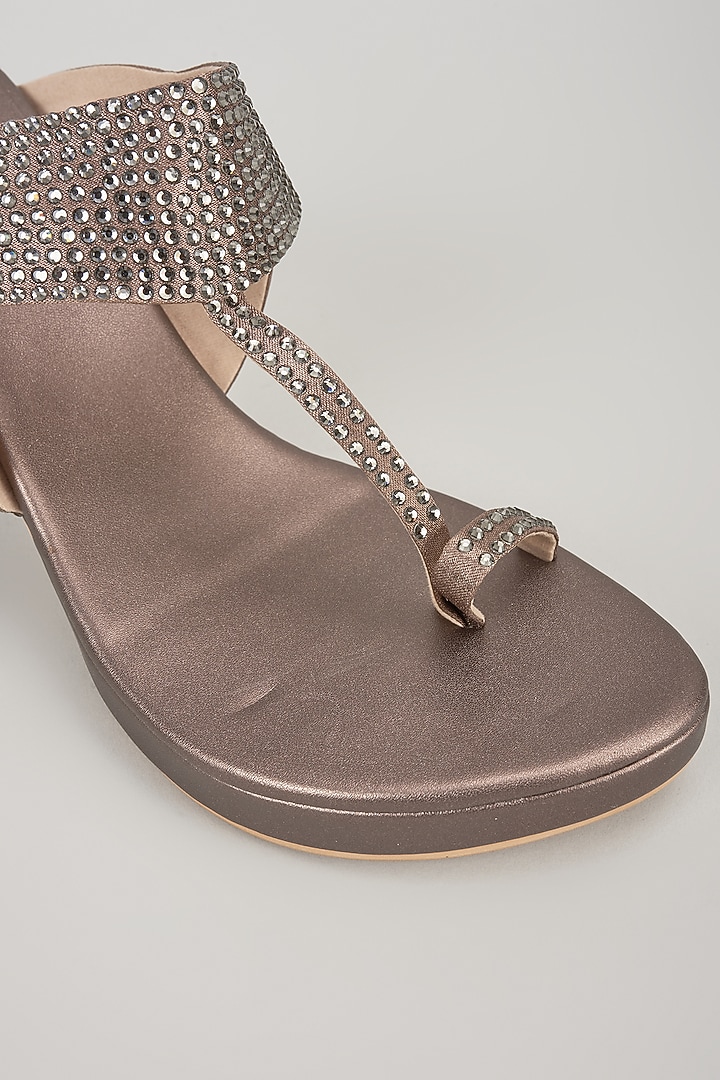 Slate Grey Faux Leather Heels by Stoffa Bride at Pernia's Pop Up Shop