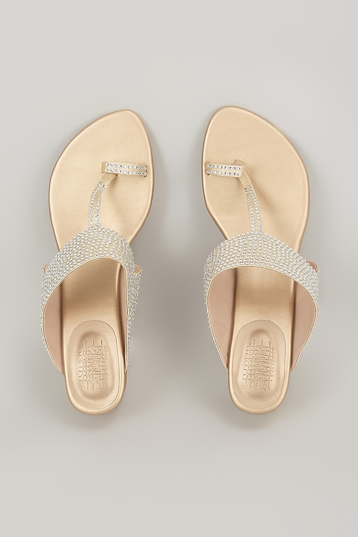 Champagne Faux Leather Heels by Stoffa Bride at Pernia's Pop Up Shop