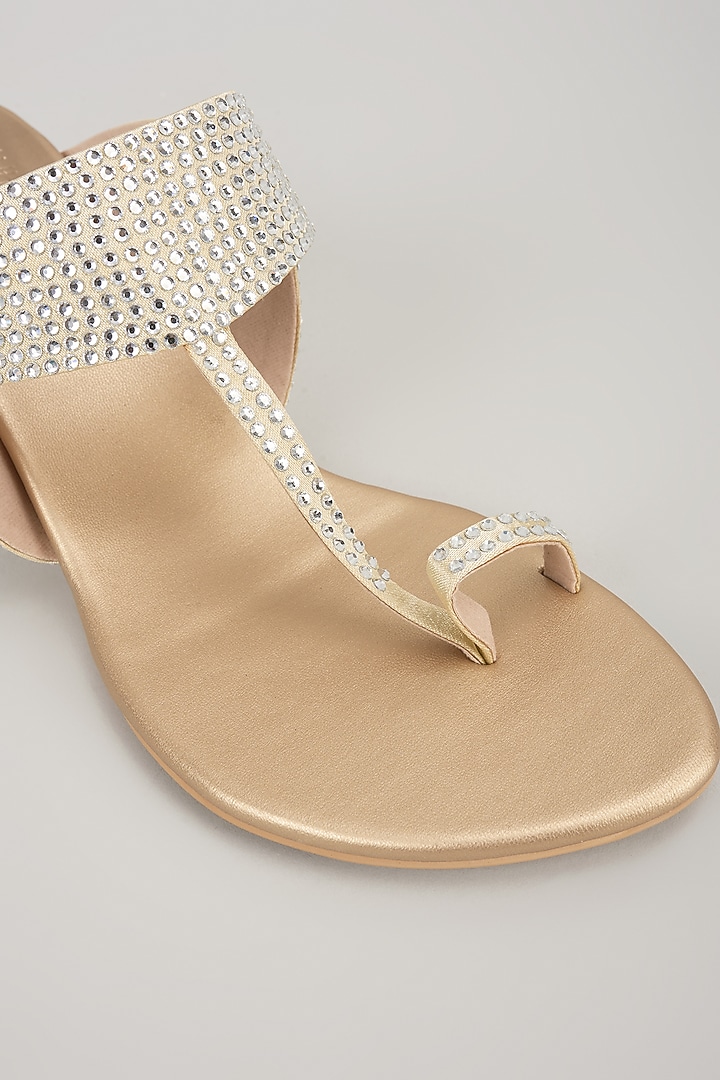 Champagne Faux Leather Heels by Stoffa Bride at Pernia's Pop Up Shop