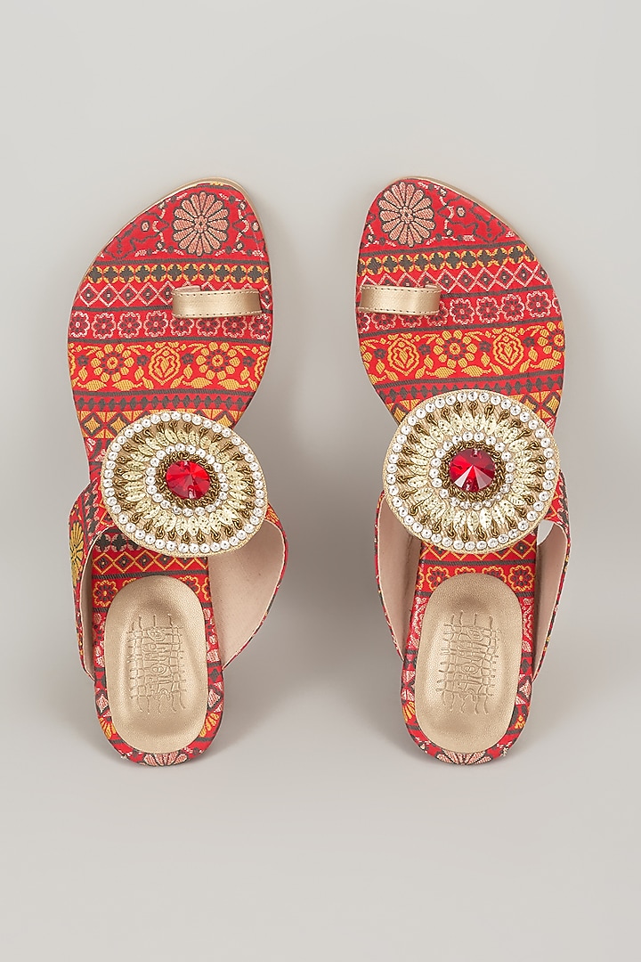 Red Faux Leather Heels by Stoffa Bride at Pernia's Pop Up Shop