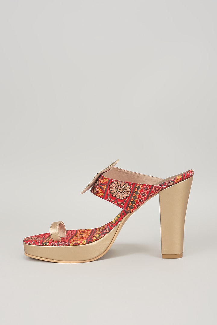 Red Faux Leather Heels by Stoffa Bride at Pernia's Pop Up Shop
