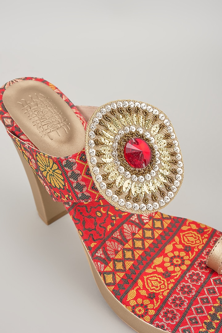 Red Faux Leather Heels by Stoffa Bride at Pernia's Pop Up Shop