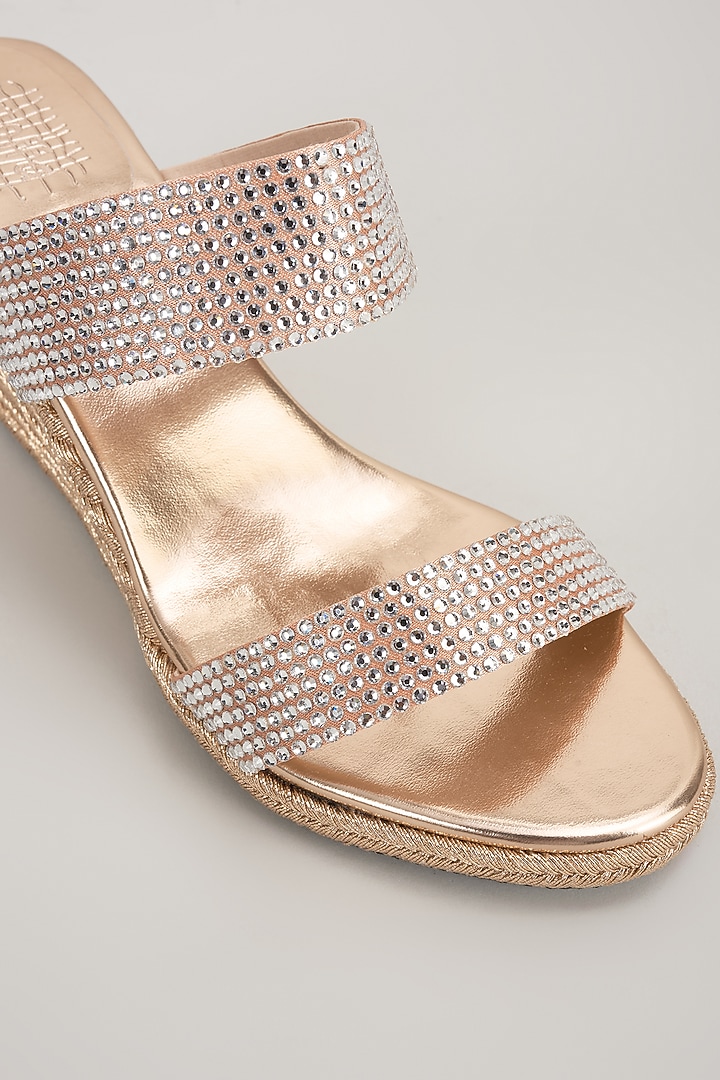 Rose Gold Faux Leather Handcrafted Wedges by stoffa bride at Pernia's Pop Up Shop