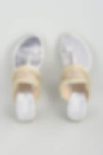 Silver Faux Leather Gota Embroidered Wedges by Stoffa Bride at Pernia's Pop Up Shop