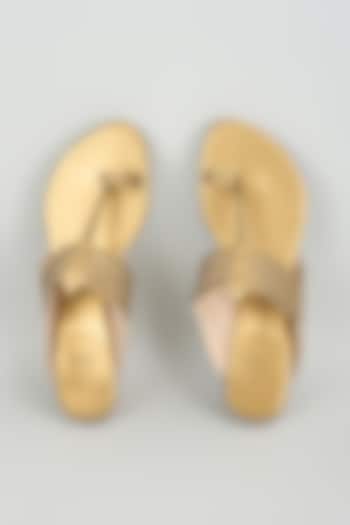 Antique Gold Faux Leather Wedges by Stoffa Bride at Pernia's Pop Up Shop