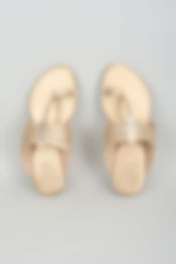 Champagne Faux Leather Flats by Stoffa Bride at Pernia's Pop Up Shop