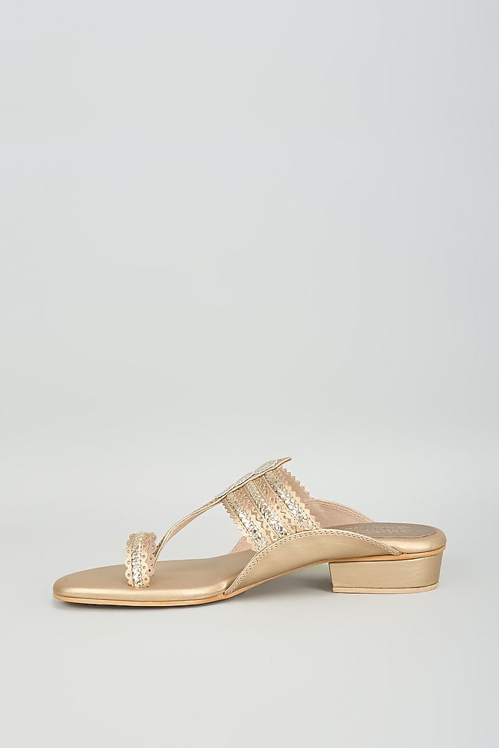 Champagne Faux Leather Flats by Stoffa Bride at Pernia's Pop Up Shop