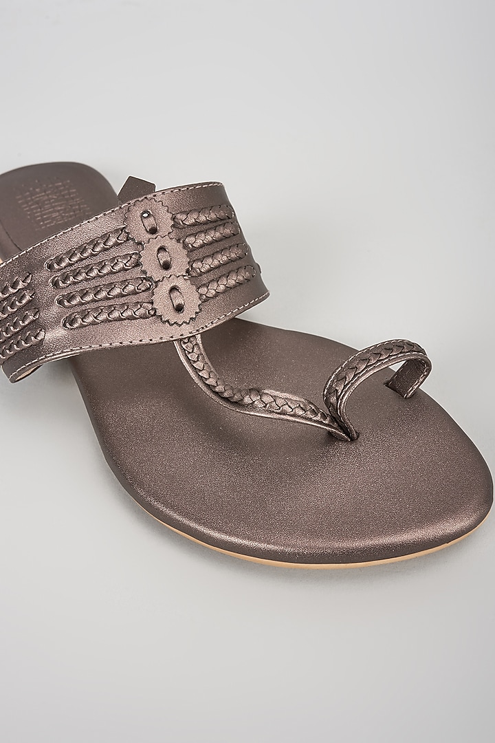 Slate Grey Faux Leather Flats by stoffa bride at Pernia's Pop Up Shop