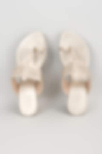 Pearl White Faux Leather Handcrafted Wedges by stoffa bride at Pernia's Pop Up Shop