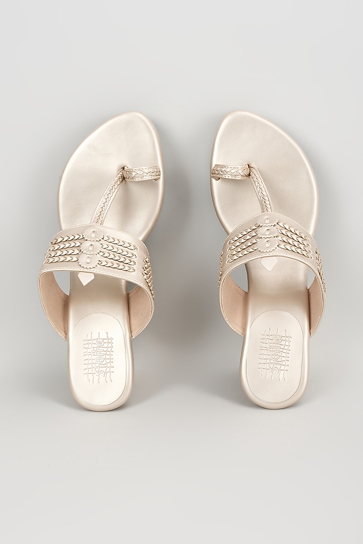 Pearl White Faux Leather Handcrafted Wedges by stoffa bride at Pernia's Pop Up Shop