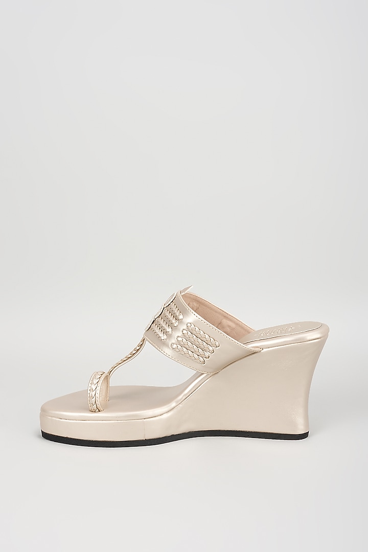 Pearl White Faux Leather Handcrafted Wedges by stoffa bride at Pernia's Pop Up Shop